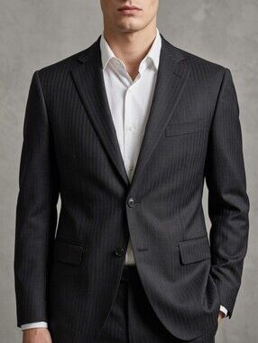 Loro Piana Super 130 Wool Black Pinstripe Single-Breasted Suit